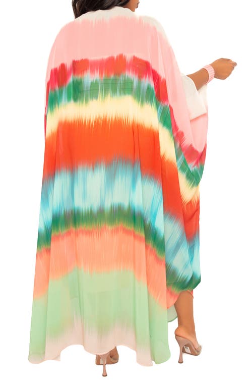 Buxom Couture Ombré Stripe Elastic Cuff Cover-up In Orange Multi