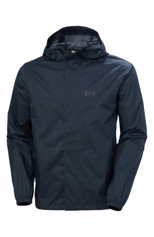 Shop Helly Hansen Vancouver Waterproof Hooded Rain Jacket In 597 Navy