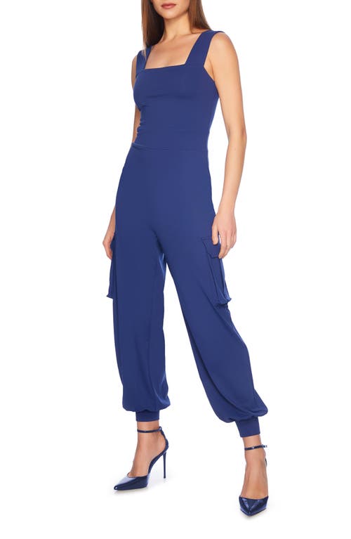 Shop Susana Monaco Square Neck Cargo Jumpsuit In Lake