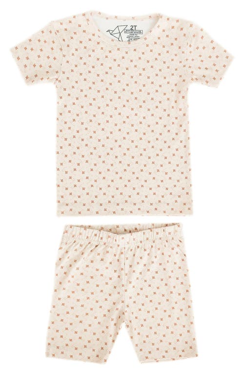 Copper Pearl Kids' Hunnie Print Fitted Two-piece Short Pajamas In Light/pastel Orange