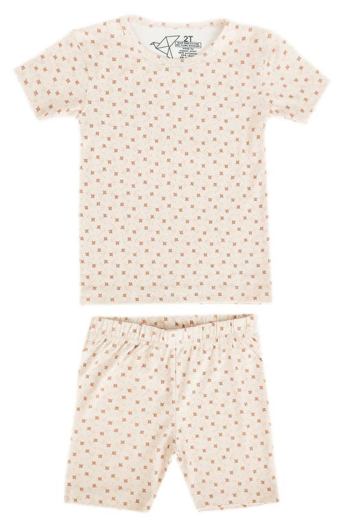 Copper Pearl Babies'  Kids' Hunnie Print Fitted Two-piece Short Pajamas In Light/pastel Orange