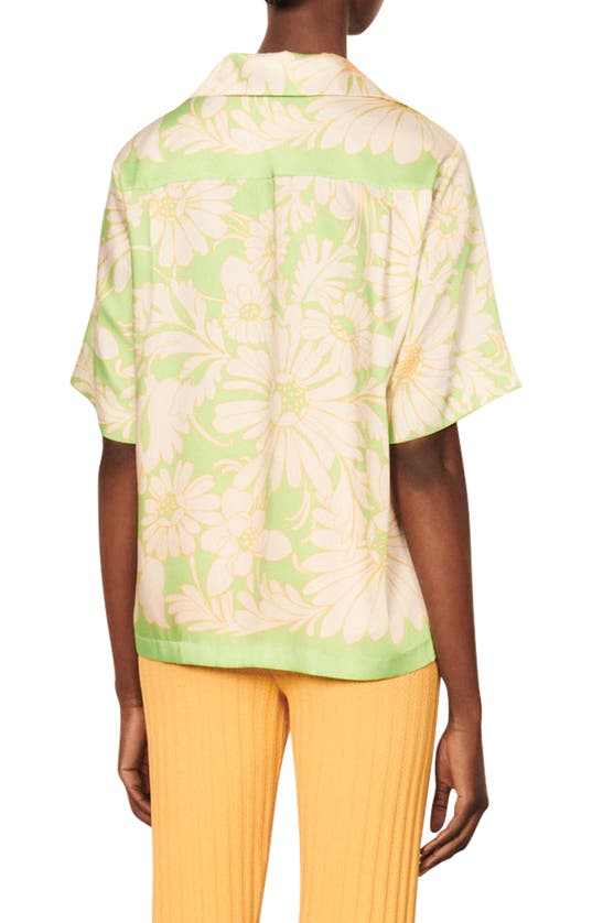 Sandro Short-sleeve Floral Print Shirt In Green Lemon | ModeSens