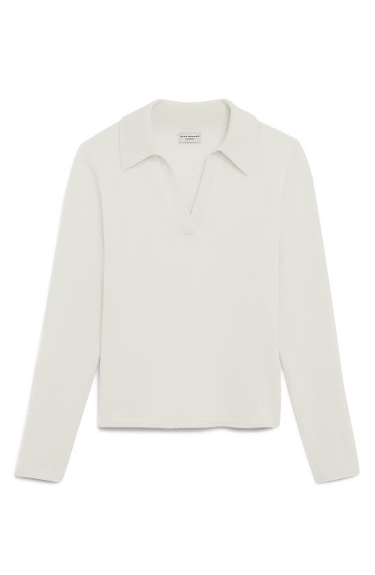 Shop Club Monaco Cashmere Polo Sweater In Ivory / Ivoire