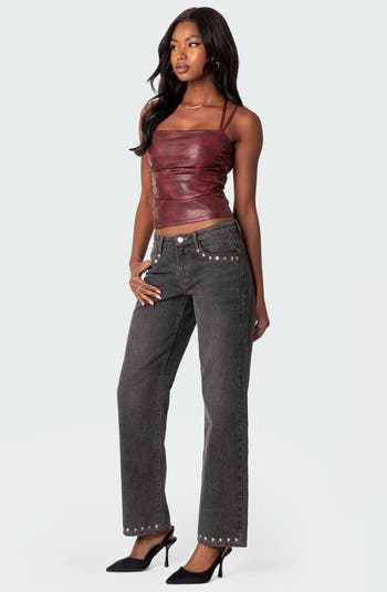 Edikted Women's Simone faux leather corset top