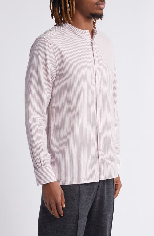 Shop Officine Generale Officine Générale Gaston Rustic Stripe Button-up Shirt In Ecru/sunset Berry