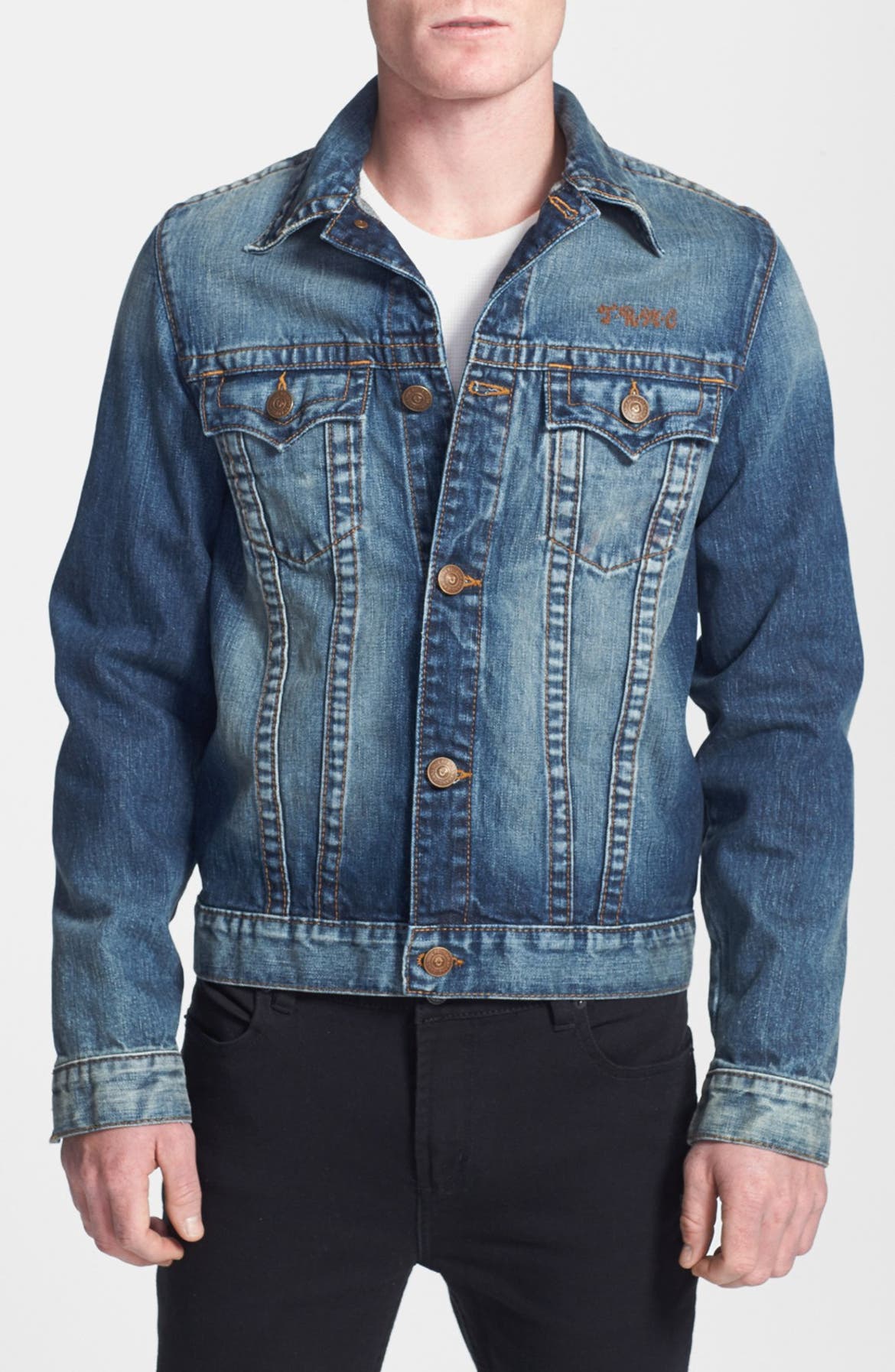 True Religion Brand Jeans Denim Jacket, Lacoste Stripe V-Neck T-Shirt ...