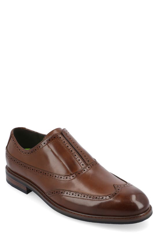 Shop Vance Co. Nikola Tru Comfort Wingtip Slip-on Oxford In Brown