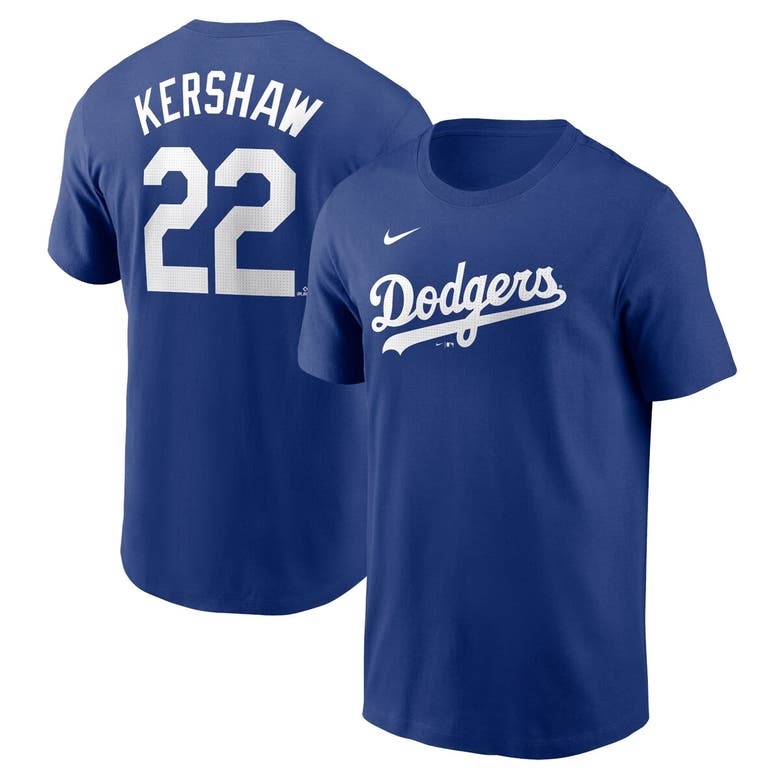 Shop Nike Clayton Kershaw Royal Los Angeles Dodgers Fuse Name & Number T-shirt