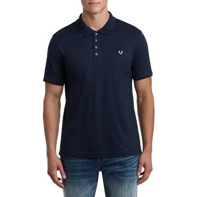 True Religion Brand Jeans Logo Detail Cotton Polo, Blue