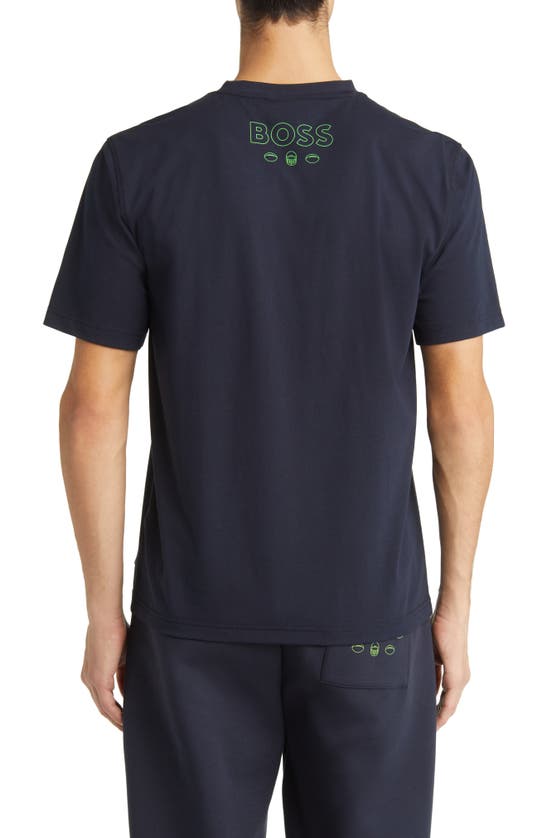 Hugo Boss Boss X Nfl Stretch Cotton Graphic T-shirt In Seattle Seahawks Dark Blue