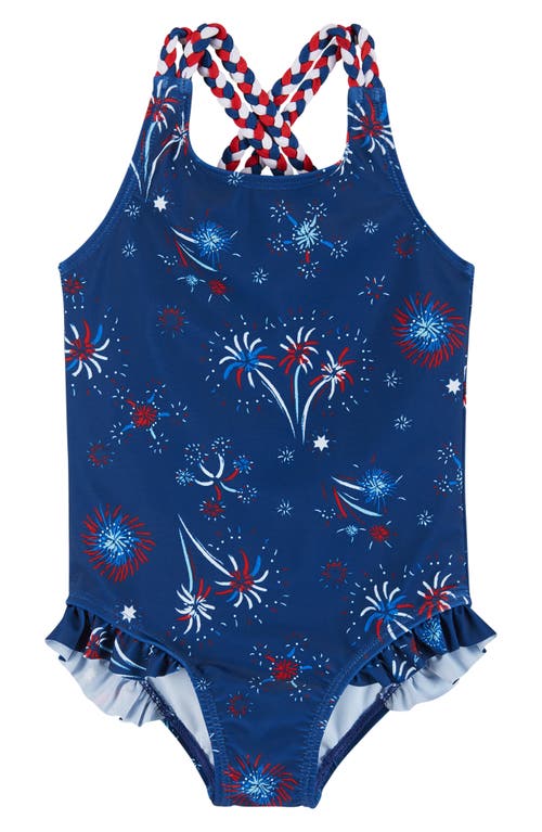 Andy & Evan Kids' Patriotic One-Piece Swimsuit in Navy Firework at Nordstrom, Size 6X