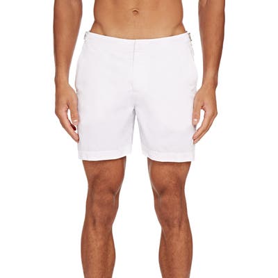 Orlebar Brown Bulldog Applied Stripe Nylon Swim Trunks, White