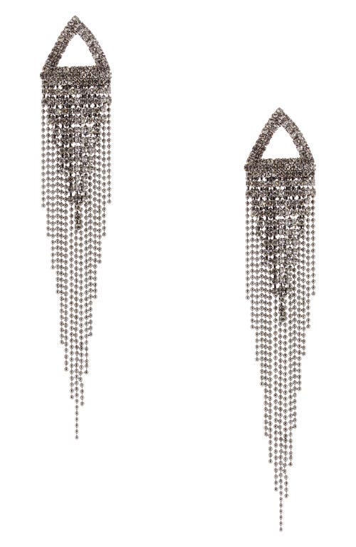 Shop Olivia Welles Katherine Fringe Drop Earrings In Gunmetal/clear