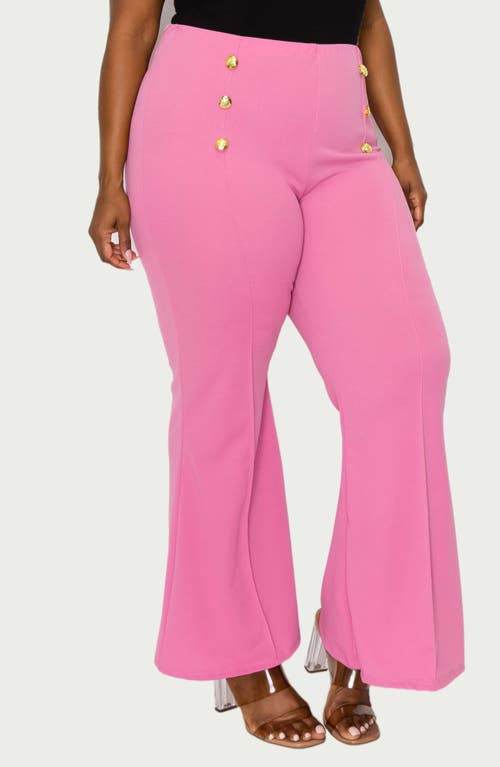 L I V D Button High Waist Flare Pants In Bubblegum