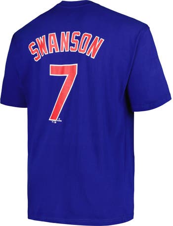 Nike Women's Dansby Swanson Royal Chicago Cubs Name and Number T-shirt