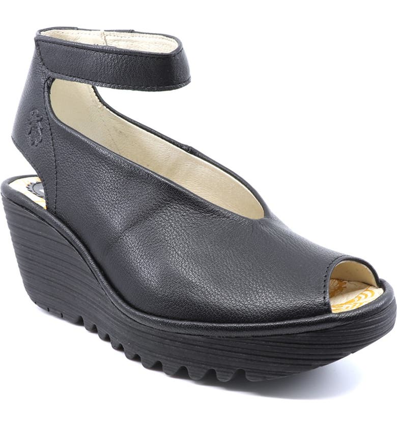 FLY LONDON 'Yala' Sandal, Main, color, BLACK/ BLACK MOUSSE
