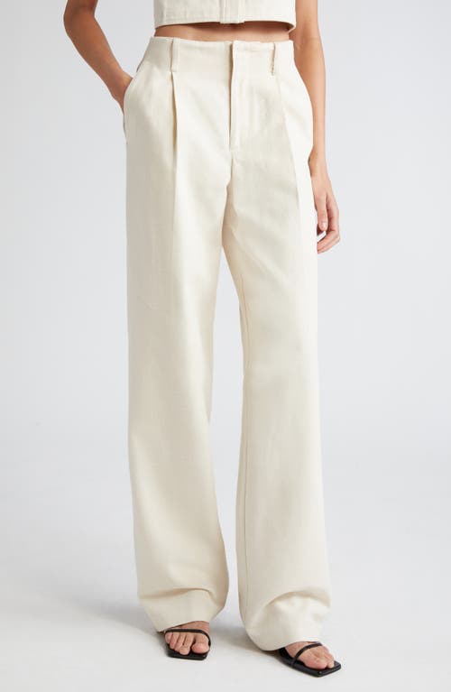 Loulou Studio Jiva Pleated Wide Leg Pants in Rice Ivory at Nordstrom, Size X-Small
