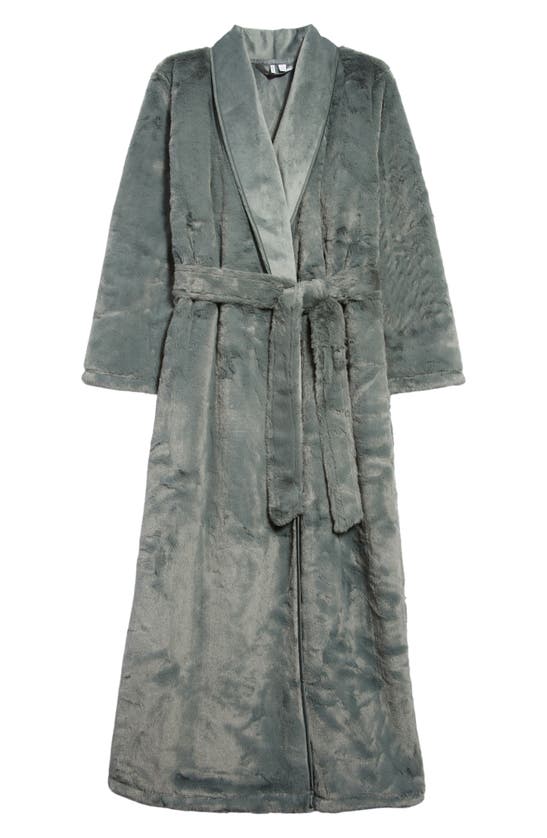 Nordstrom Recycled Faux Fur Robe In Green Balsam