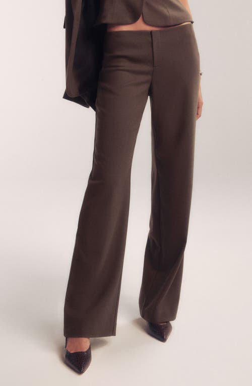 Reformation Vida Stripe Straight Leg Pants In Brown