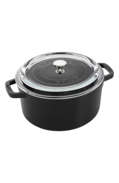 Staub 4-Quart Enameled Cast Iron Dutch Oven with Glass Lid in Black 