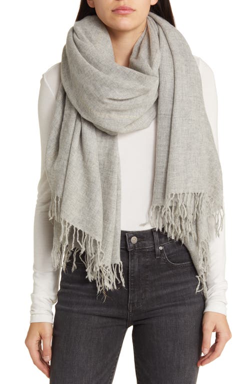 La Fiorentina Fringed Wool & Cashmere Wrap in Heather Grey. at Nordstrom