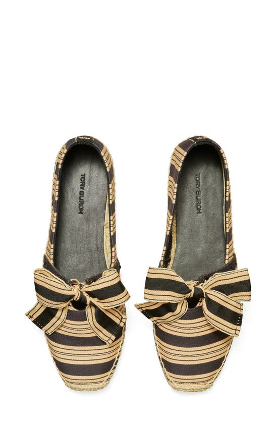 Shop Tory Burch Bow Espadrille Flat In Vintage Stripe Ribbon