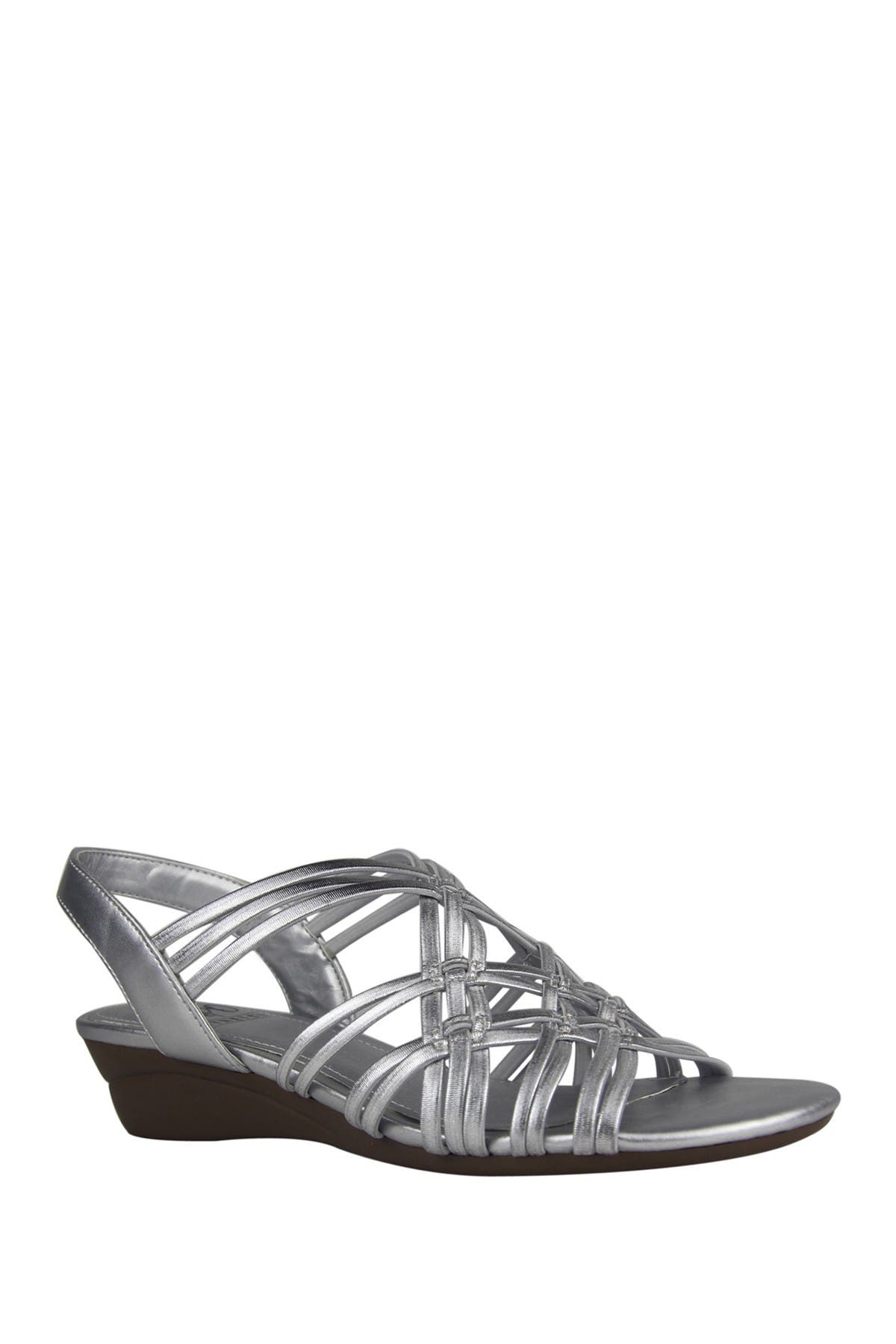 Impo Rainelle Stretch Wedge Sandal In Silver
