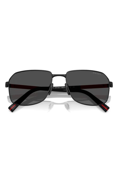 Prada Linea Rossa 57mm Rectangular Sunglasses In Matte Black
