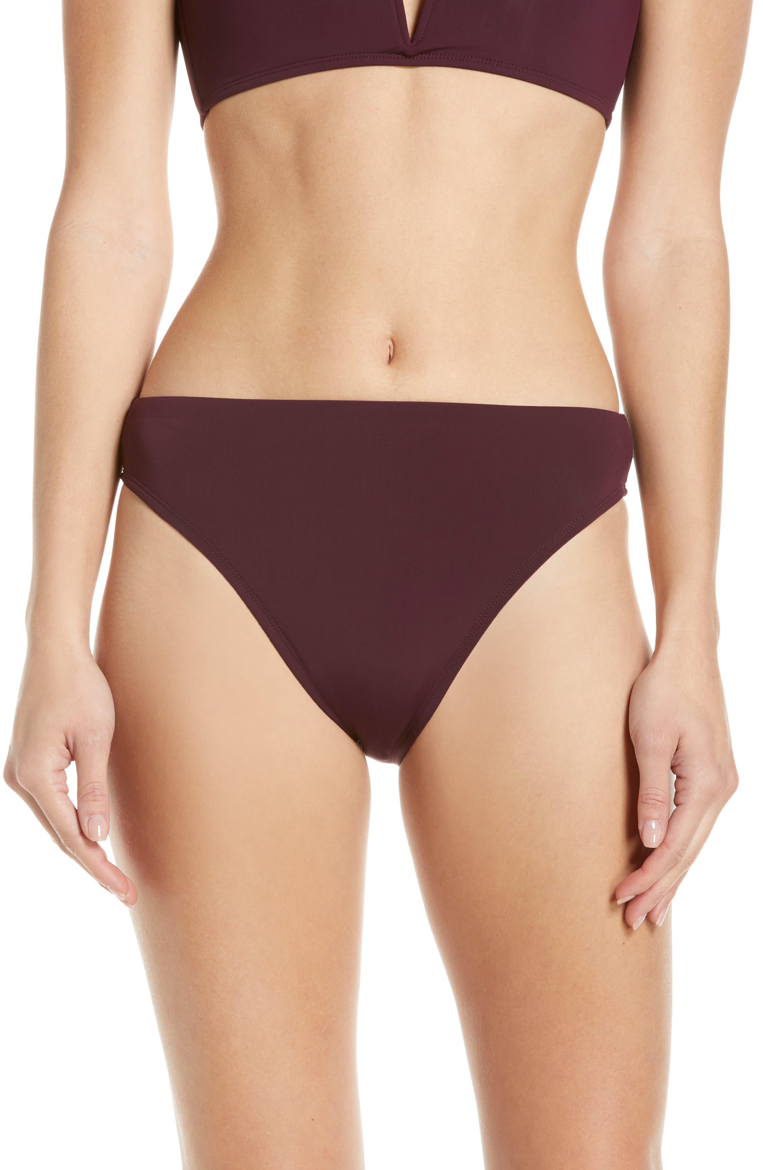 Beth Richards Heather High Waist Bikini Bottoms, Burgundy