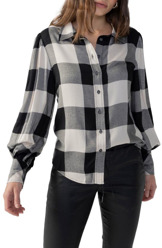 Sanctuary Giant Check Balloon Sleeve Blouse In Multi