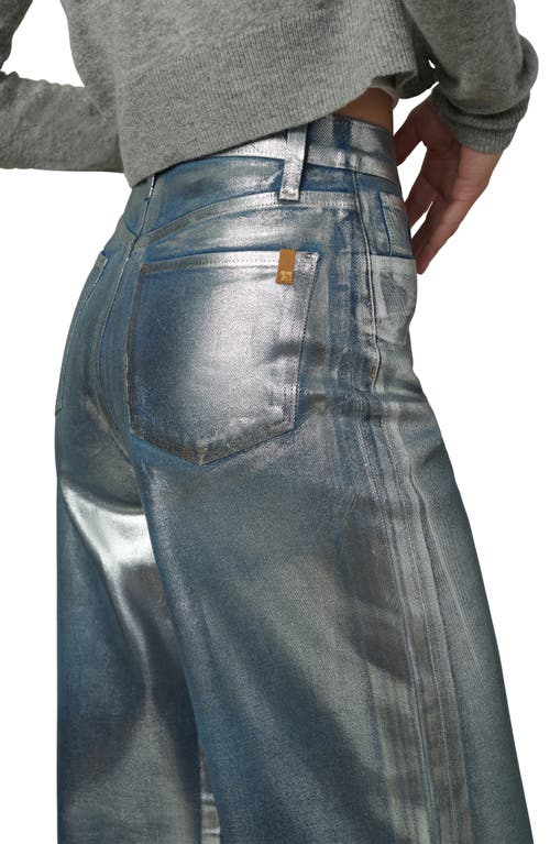 Shop Joe's The Mia Metallic High Waist Wide Leg Jeans In Party Indigo