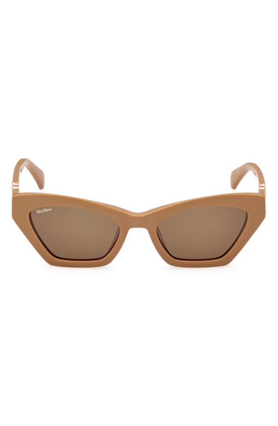 Max Mara 52mm Cat Eye Sunglasses In Matte Pink / Brown