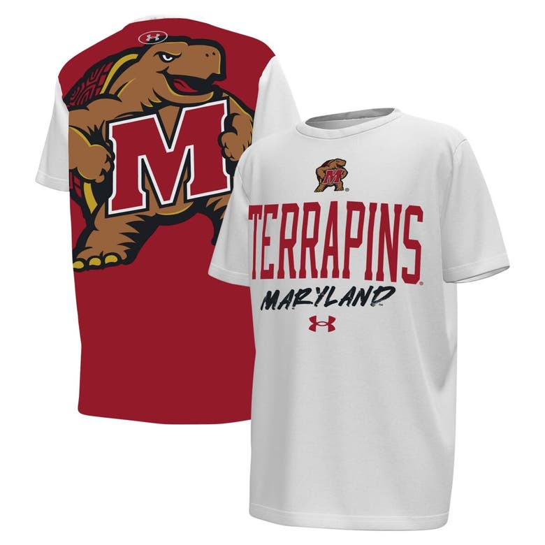 Shop Under Armour Youth  White/red Maryland Terrapins Gameday T-shirt