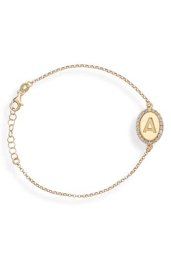 Meshmerise Diamond Initial Disc Bracelet In Yellow-a