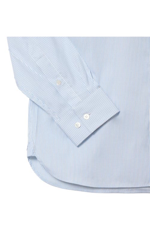 Shop Lacoste Slim Fit Pinstripe Stretch Button-up Shirt In Blanc/panorama