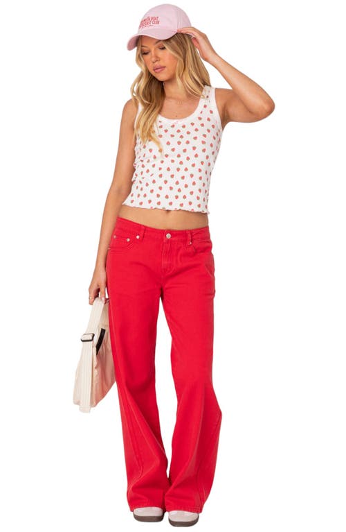 Shop Edikted Roman Flare Jeans In Red