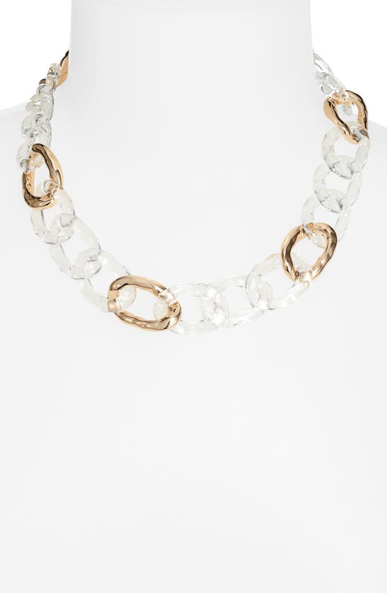 Shop Open Edit Sculpted Lucite® Link Collar Necklace In Clear- Gold