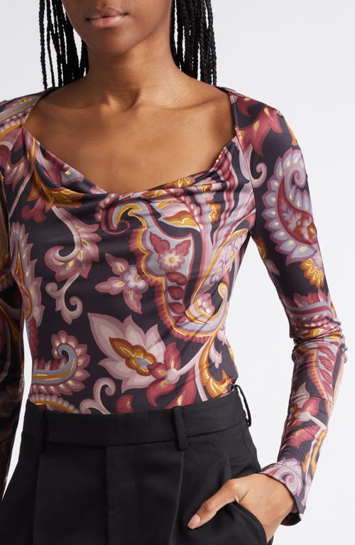 Etro Paisley Scoop Neck Knit Top In Printed Black Base