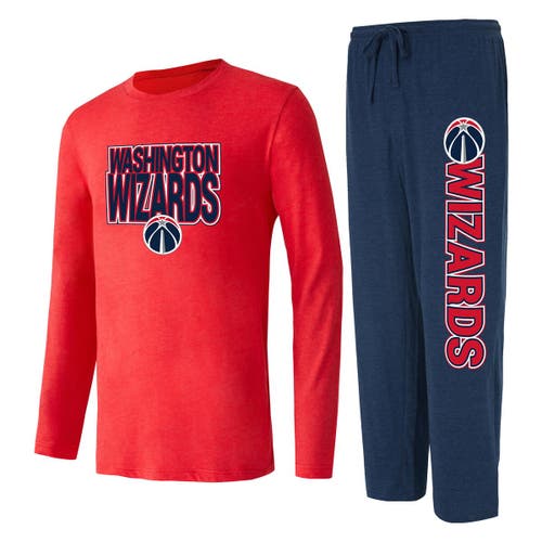 Men's Concepts Sport Navy/Red Washington Wizards Meter Long Sleeve T-Shirt & Pants Sleep Set