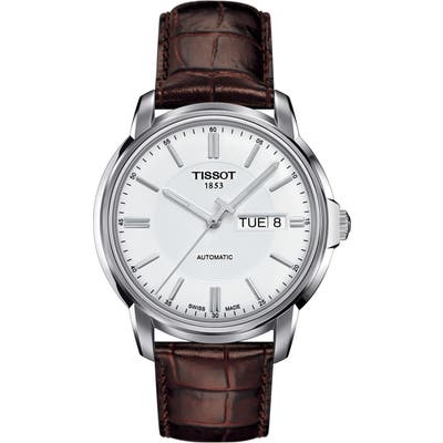 Tissot Automatic Iii Leather Strap Watch, 40Mm