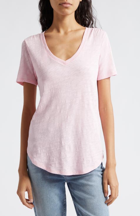 Lucky Brand T-Shirt Women's Cotton Embroidered Relaxed Tee Size XL Light  Pink