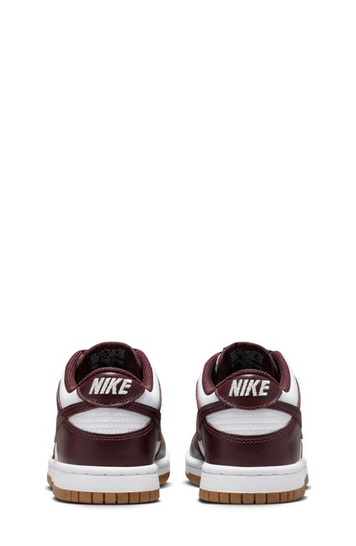 Nike Kids' Dunk Low Basketball Sneaker In White/burgundy/light Brown