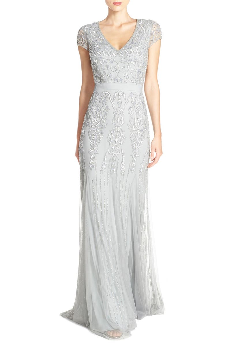 Adrianna Papell Embellished Mesh Gown | Nordstrom