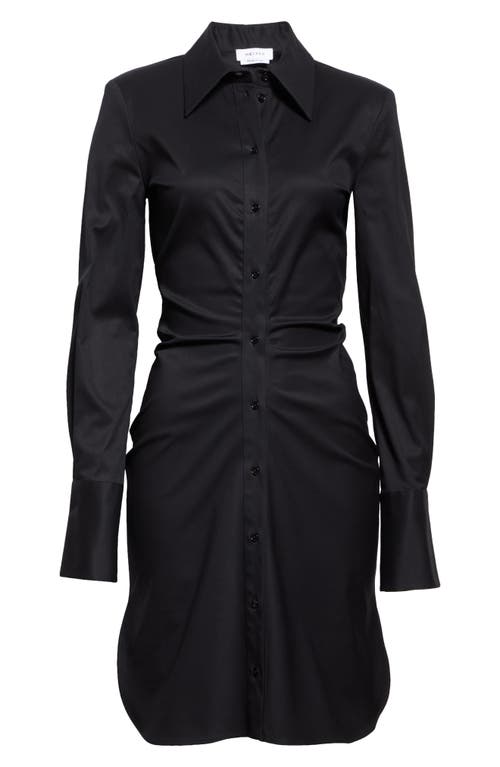 Shop Alexander Mcqueen Long Sleeve Stretch Cotton Twill Shirtdress In Black