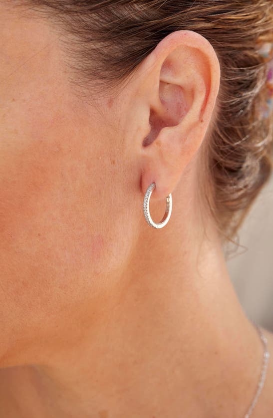 Savvy Cie Jewels Cz Huggie Hoop Earrings In Silver