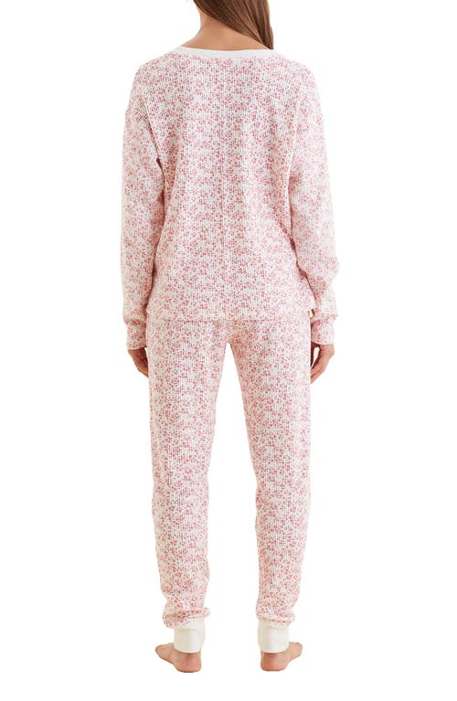 Shop Papinelle Waffle Knit Pajamas In Strawberry Ditsy