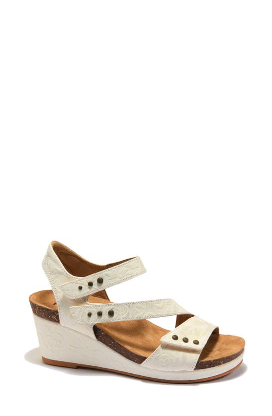 Shop Halsa Footwear Gisella Wedge Sandal In Ivory/ Bone