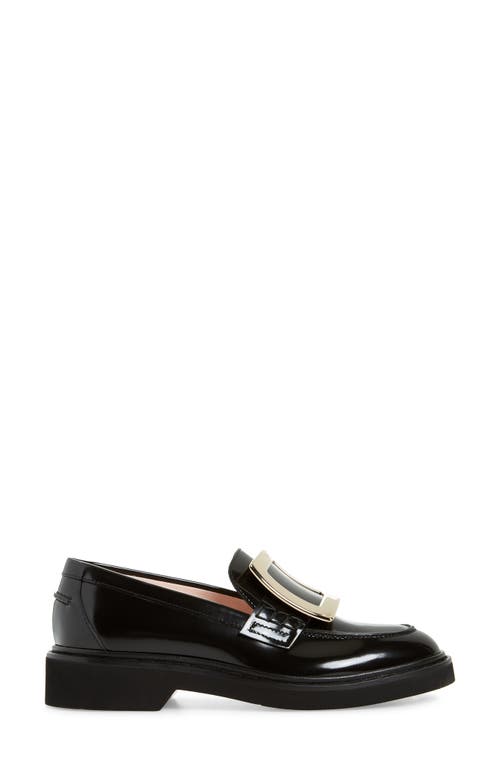 Shop Roger Vivier Viv Rangers Buckle Leather Loafer In Black/gold