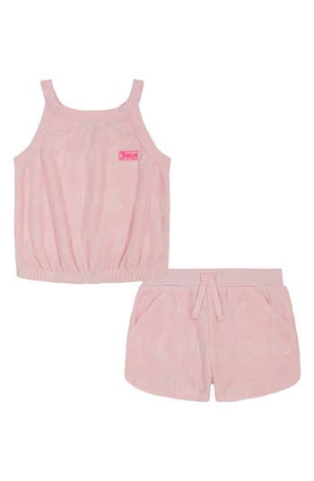 Juicy Couture Kids' Logo Embossed Two-piece Set In Pink