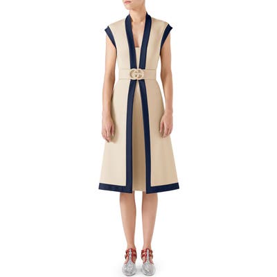 Gucci Contrast Trim Belted Dress